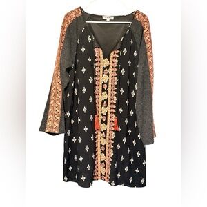 THML Black and Orange Patterned Tunic
